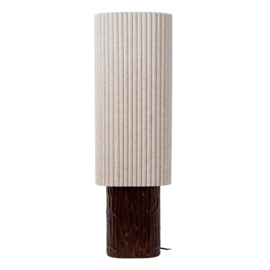 Piantana ovale per soggiorno moderna bianco effetto legno scuro
