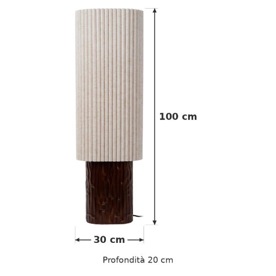 Piantana ovale per soggiorno moderna bianco effetto legno scuro