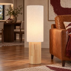 Piantana ovale per sala da pranzo moderna bianco effetto legno chiaro