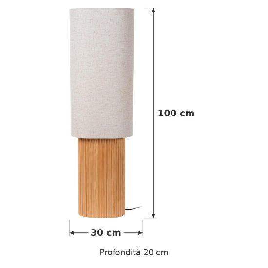 Piantana ovale per sala da pranzo moderna bianco effetto legno chiaro