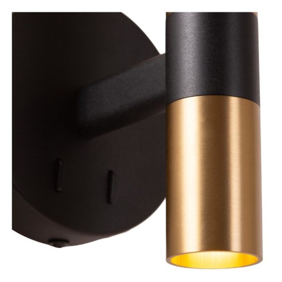Applique per comodino camera da letto a globo contemporanea nero ambra con interruttore e porta usb