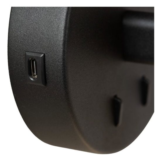 Applique per comodino camera da letto a globo contemporanea nero ambra con interruttore e porta usb