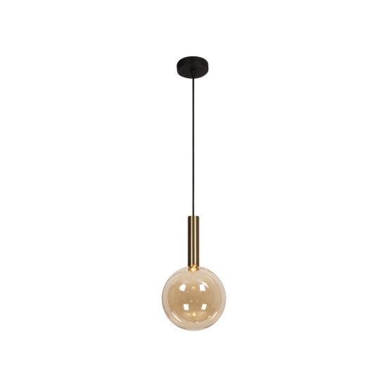 Lampada a sospensione a globo per camera da letto contemporanea nero ambra