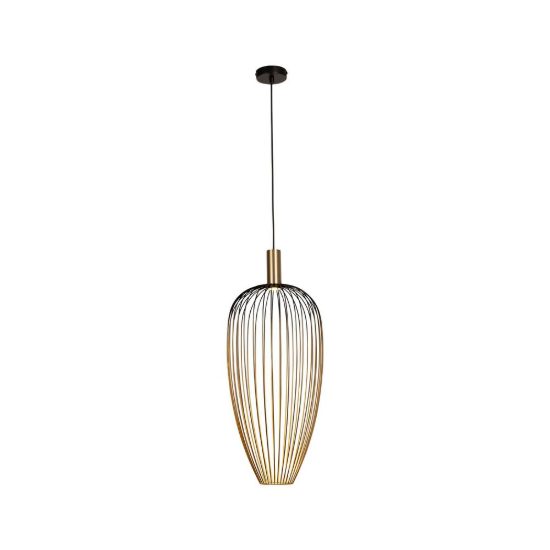 Lampadario a sospensione a gabbia per sala da pranzo contemporaneo oro nero