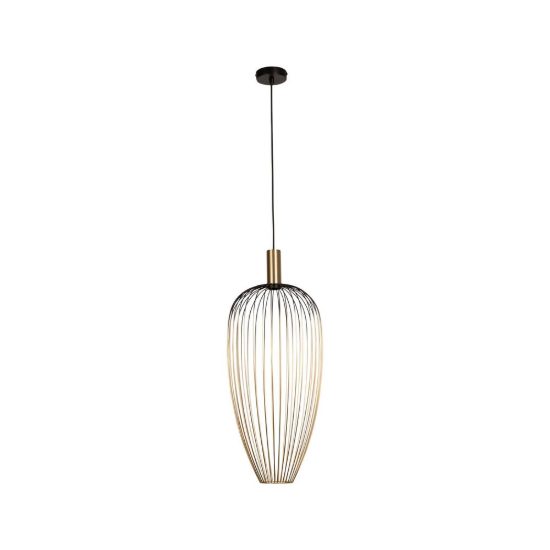Lampadario a sospensione a gabbia per sala da pranzo contemporaneo oro nero