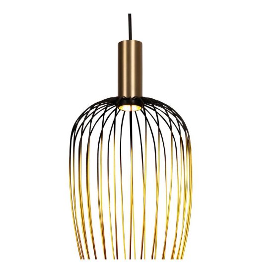 Lampadario a sospensione a gabbia per sala da pranzo contemporaneo oro nero