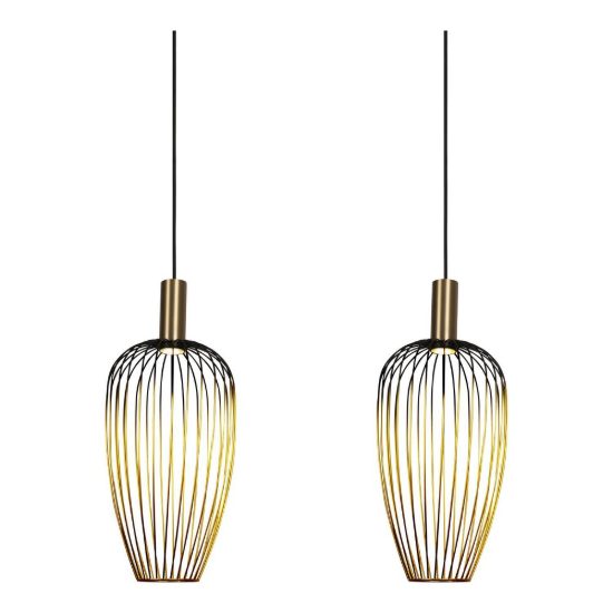 Lampadario a sospensione con 3 pendenti lineare per sala da pranzo contemporaneo oro nero