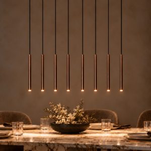 Lampadario con 8 pendenti lineare per sala da pranzo contemporaneo caffe nero led 24w 2700k