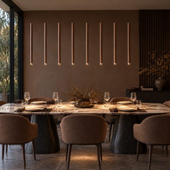 Lampadario con 8 pendenti lineare per sala da pranzo contemporaneo caffe nero led 24w 2700k
