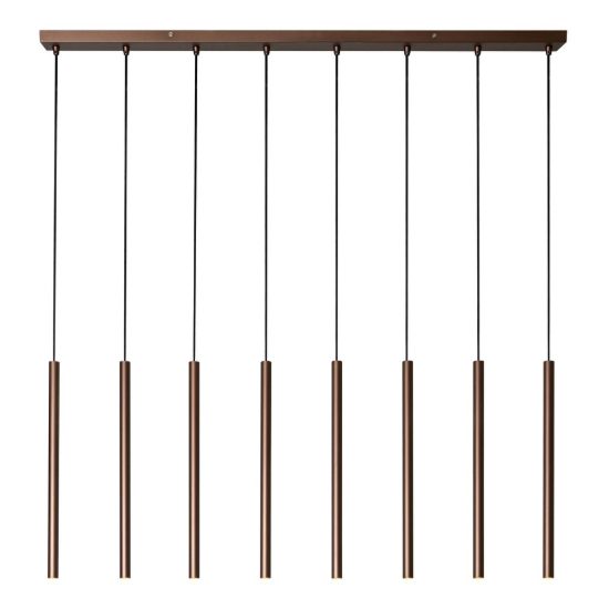 Lampadario con 8 pendenti lineare per sala da pranzo contemporaneo caffe nero led 24w 2700k