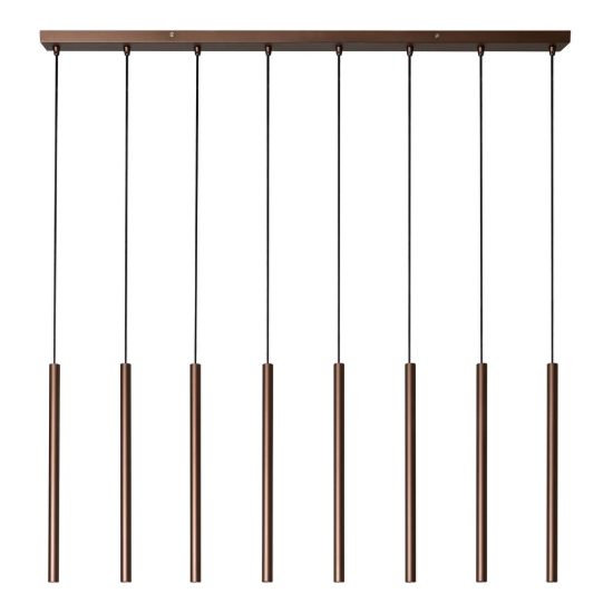 Lampadario con 8 pendenti lineare per sala da pranzo contemporaneo caffe nero led 24w 2700k