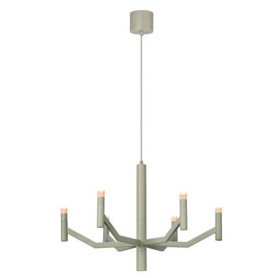 Lampadario a sospensione 7 luci per soggiorno moderno tortora led 22w 2700k
