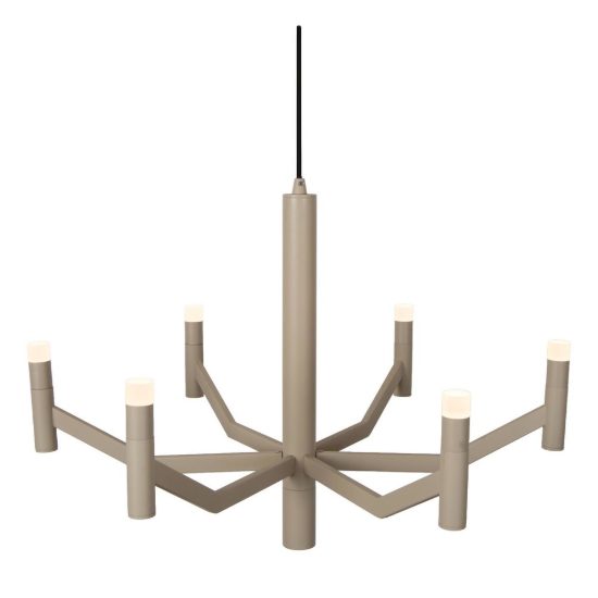 Lampadario a sospensione 7 luci per soggiorno moderno tortora led 22w 2700k