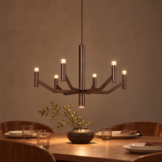 Lampadario a sospensione 7 luci per soggiorno contemporaneo caffe led 22w 2700k