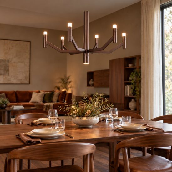 Lampadario a sospensione 7 luci per soggiorno contemporaneo caffe led 22w 2700k
