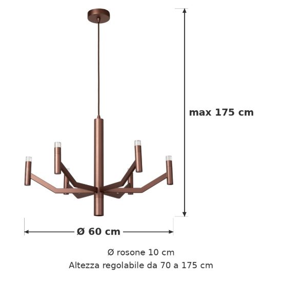 Lampadario a sospensione 7 luci per soggiorno contemporaneo caffe led 22w 2700k