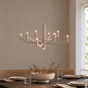 Lampadario a sospensione 9 luci per sala da pranzo moderno tortora led 28w 2700k