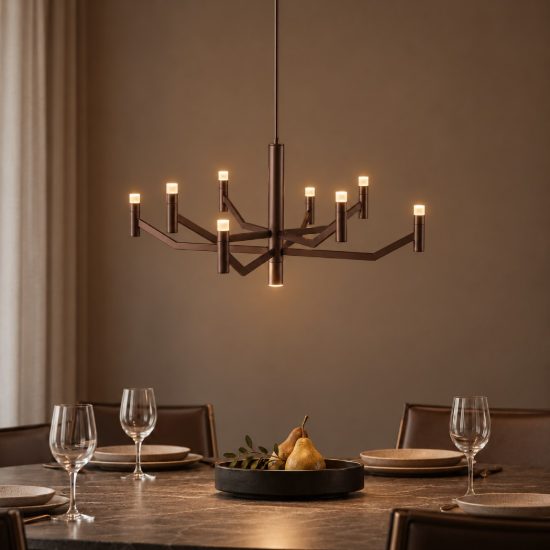 Lampadario a sospensione 9 luci per sala da pranzo contemporaneo caffe led 28w 2700k