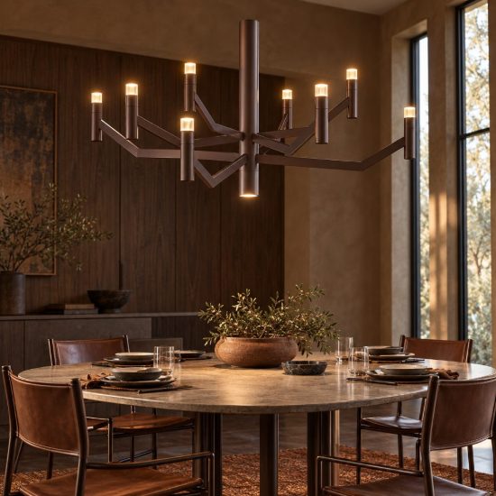 Lampadario a sospensione 9 luci per sala da pranzo contemporaneo caffe led 28w 2700k
