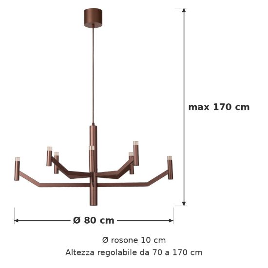 Lampadario a sospensione 9 luci per sala da pranzo contemporaneo caffe led 28w 2700k