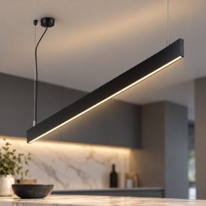 Ideal lux steel lampadario lineare biemissione fascio largo led 32w 3000k 120cm nero