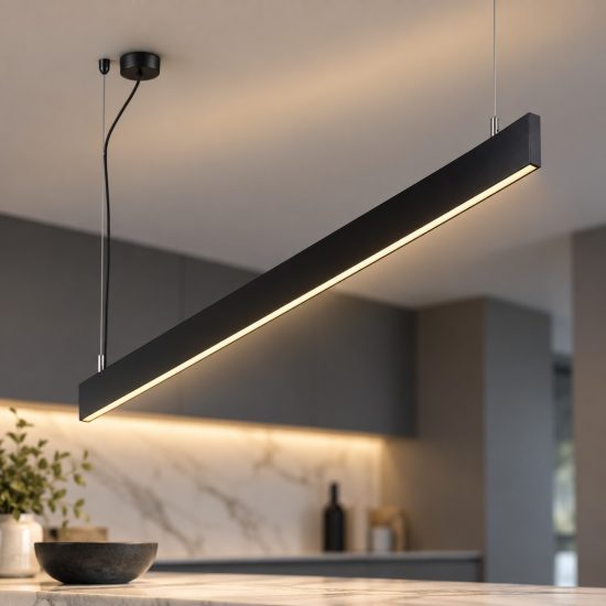 Ideal lux steel lampadario lineare biemissione fascio largo led 32w 3000k 120cm nero