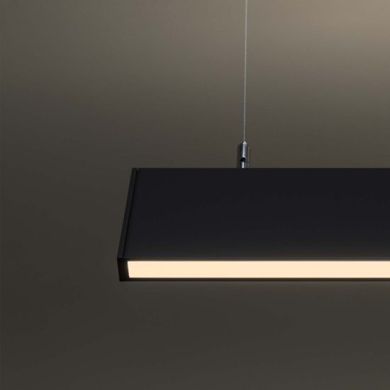 Ideal lux steel lampadario lineare biemissione fascio largo led 32w 3000k 120cm nero