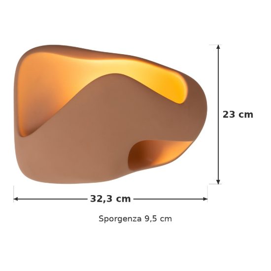 Applique scultorea larga per salotto moderna tortora