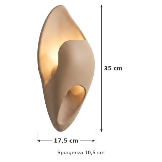 Applique scultorea stretta per salotto moderna tortora