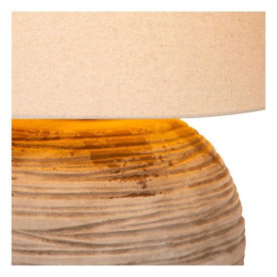 Lampada da tavolo con base in ceramica rigata per soggiorno contemporanea marrone bianco
