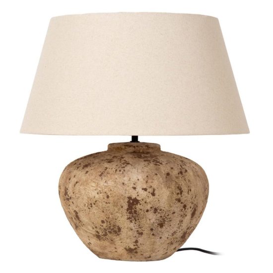 Lampada da tavolo con base in ceramica effetto pietra per soggiorno contemporanea marrone bianco