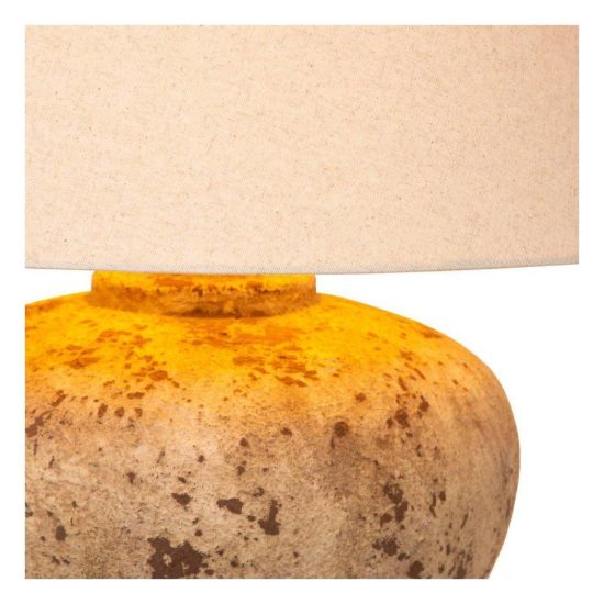 Lampada da tavolo con base in ceramica effetto pietra per soggiorno contemporanea marrone bianco