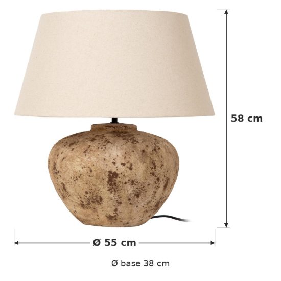 Lampada da tavolo con base in ceramica effetto pietra per soggiorno contemporanea marrone bianco