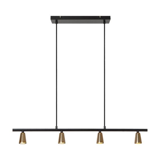 Lampadario a barra lineare con 4 faretti per sala da pranzo contemporaneo champagne nero