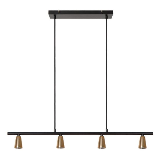 Lampadario a barra lineare con 4 faretti per sala da pranzo contemporaneo champagne nero