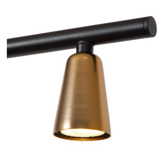 Lampadario a barra lineare con 4 faretti per sala da pranzo contemporaneo champagne nero