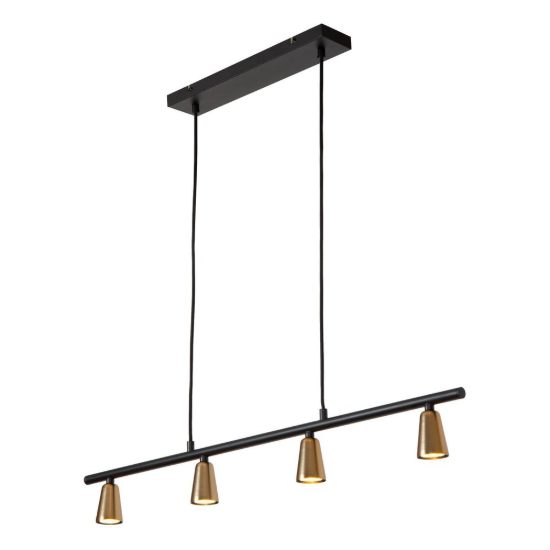 Lampadario a barra lineare con 4 faretti per sala da pranzo contemporaneo champagne nero