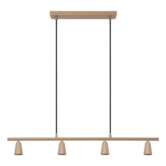Lampadario a barra lineare con 4 faretti per salotto moderno tortora