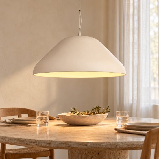 Lampadario a sospensione a cupola per cucina moderno crema