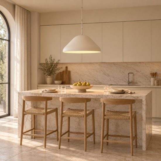 Lampadario a sospensione a cupola per cucina moderno crema