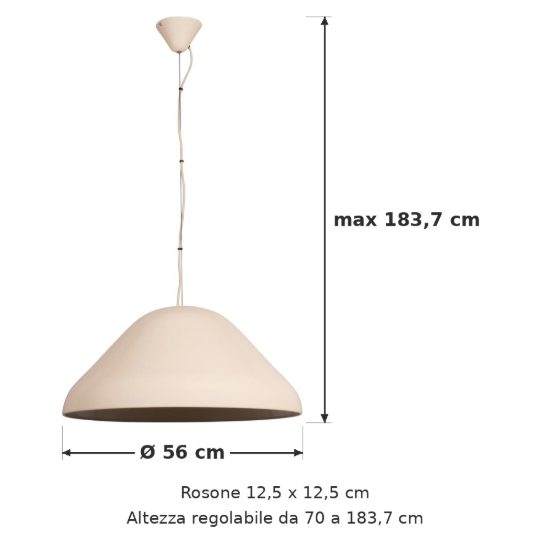 Lampadario a sospensione a cupola per cucina moderno crema