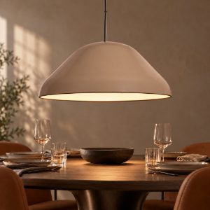 Lampadario a sospensione a cupola per cucina moderno tortora