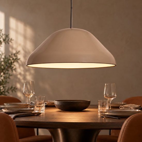 Lampadario a sospensione a cupola per cucina moderno tortora