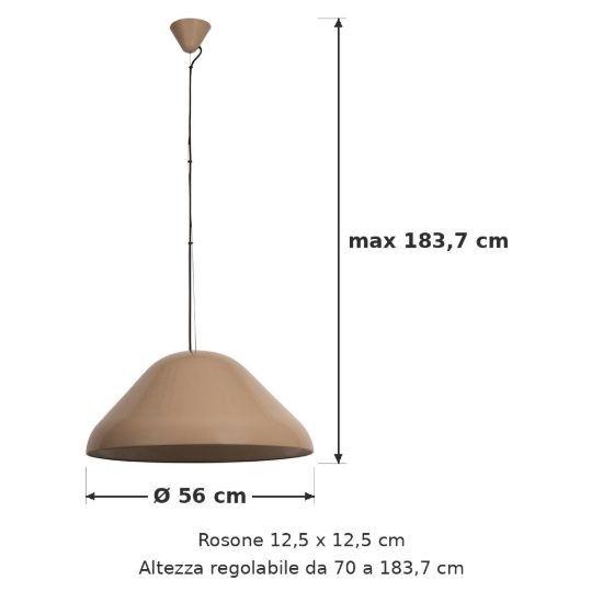 Lampadario a sospensione a cupola per cucina moderno tortora