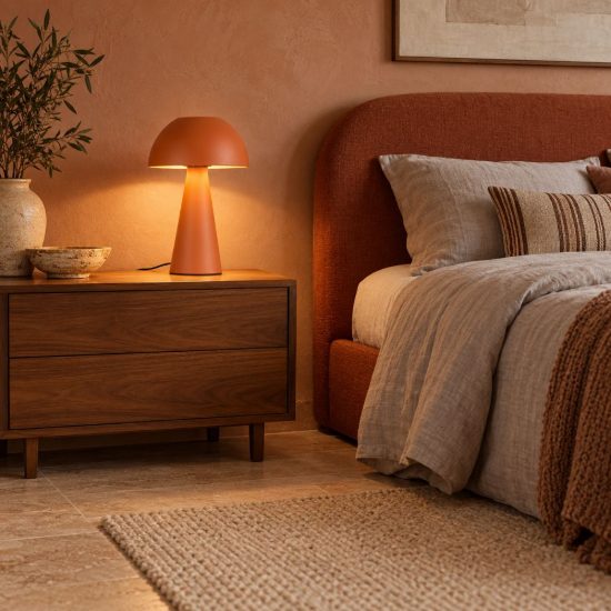Abat-jour a cupola per comodino moderno terracotta