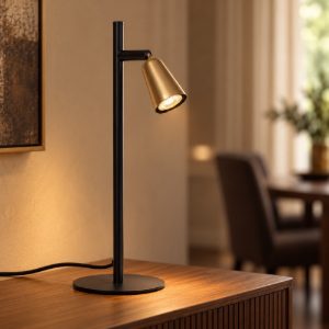 Lampada da tavolo con faretto orientabile per sala da pranzo contemporanea champagne nero