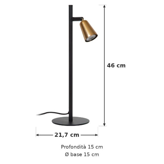 Lampada da tavolo con faretto orientabile per sala da pranzo contemporanea champagne nero