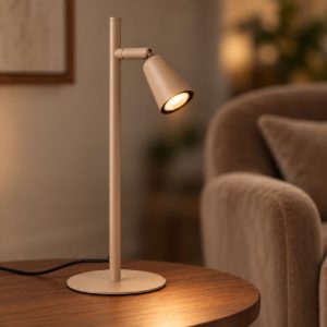 Lampada da tavolo con faretto orientabile per salotto moderna tortora