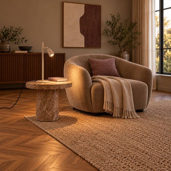 Lampada da tavolo con faretto orientabile per salotto moderna tortora