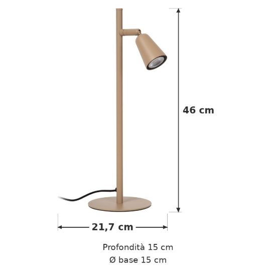 Lampada da tavolo con faretto orientabile per salotto moderna tortora